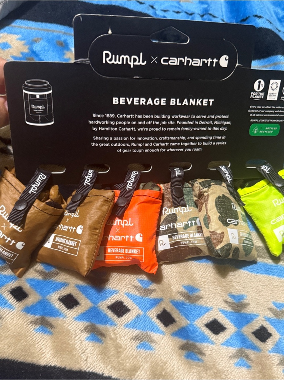 Carhartt Beverage Blankets — Brown, Orange, Camo & Lime Variety Pack
